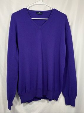 Vintage Tincati Women’s 100% Chasmere V-Neck Sweater in Purple Made in Italy
